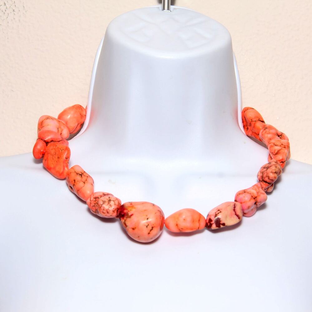 Vintage Chunky Orange/Salmon Colored Statement Necklace